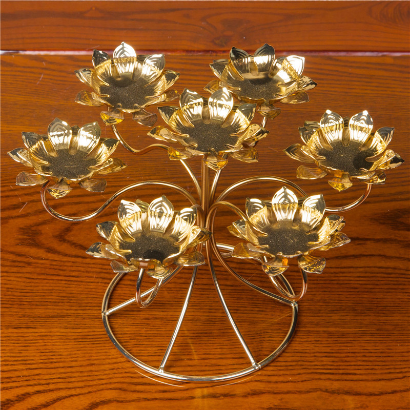 Seven-star lamp ghee lamp with seven lotus flowers for the Buddha's butter lamp holder Buddha lamp for the lamp candle holder for home swing