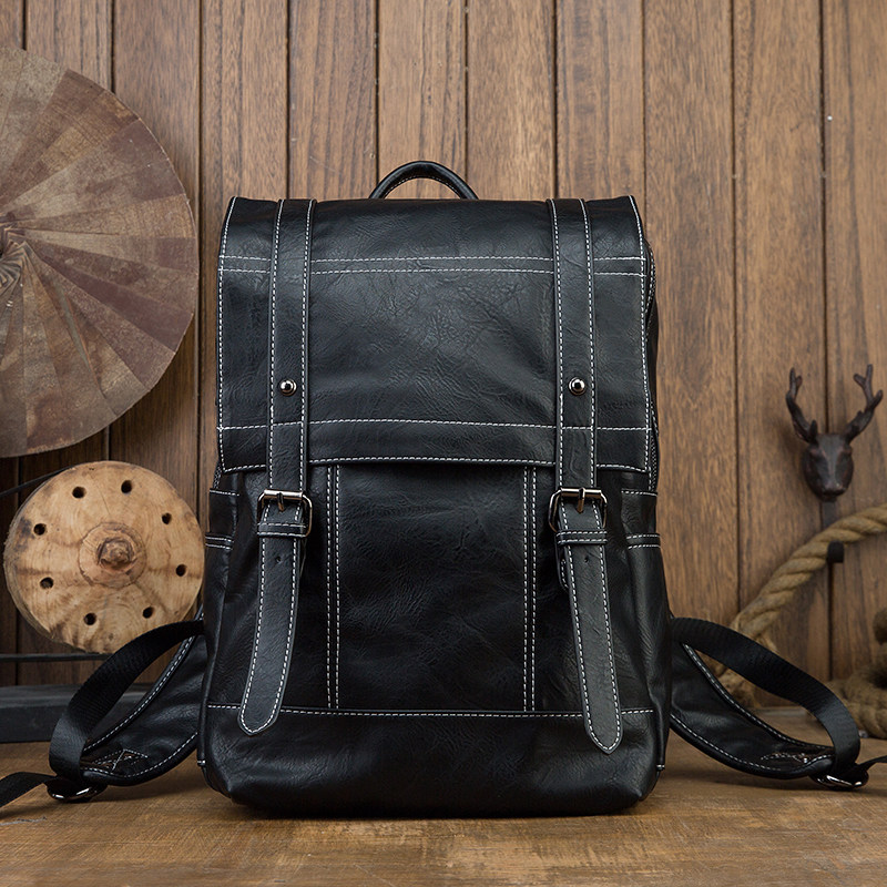 Handmade original man backpack shoulder bag men fashion travel package leather bull leather bag Han edition trend package