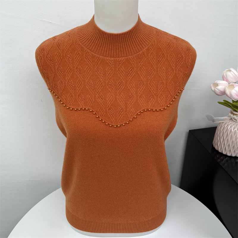 Middle-Aged and Elderly Women's Sweater, Autumn and Winter Pure Wool Base Layer Knitwear, Large Size, Stylish and Warm Inner Wear