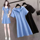 Hooded short-sleeved dress for women 2024 summer new style fashionable waist slimming mid-length a-line skirt