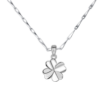 Chinese gold and silver four-leaf clover 999 sterling silver necklace womens 520 Valentines Day gift for girlfriend 1693