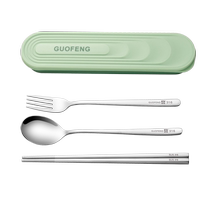 316 stainless steel chopsticks spoon set portable tableware set for one person primary school student tableware storage box 729