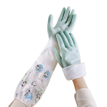Gloves for housework washing dishes womens kitchen durable washing clothes and washing dishes waterproof rubber latex waterproof and velvet winter 2920