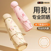 Sun umbrella sun protection and UV protection for women sunny or rainy compact mini portable ultra-light capsule umbrella 1074