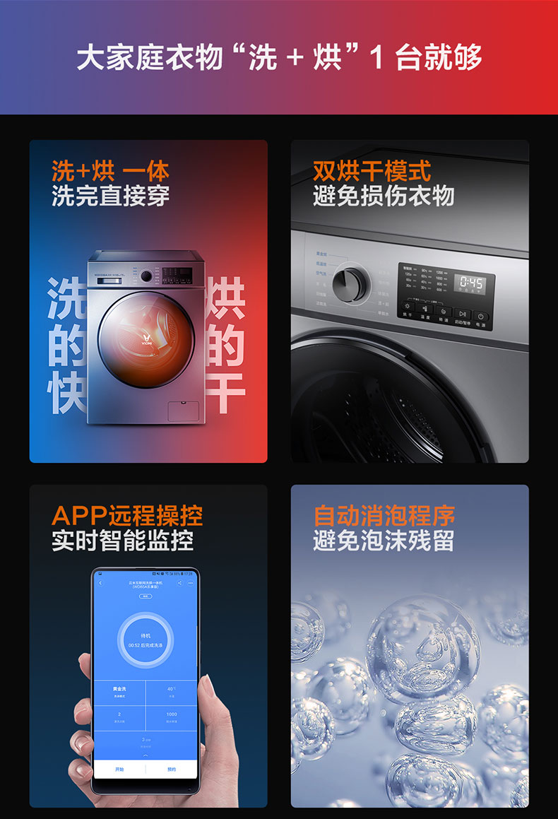 云米 WD10SA 洗烘一体 全自动滚筒洗衣机 10KG 图5