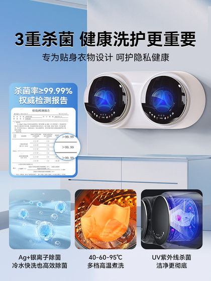 Wanmi Underwear Washing Machine, Washing and Drying All-In-One, Fully Automatic, Small Size, for Washing Socks and Underwear, Lazy Person Cleaning Machine 322E