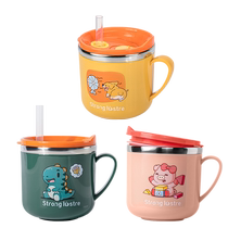 Tasse à lait pour enfants tasse en paille pour bébé échelle domestique tasse dapprentissage en acier inoxydable 316L tasse à boire anti-chute 2270