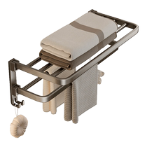 Bathroom towel rack bathroom storage rack integrated space aluminum punch-free storage rack toilet hanging rod 1434