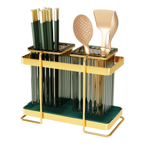 Draining chopstick tube wall-mounted hole-free kitchen storage rack household spoon storage box chopstick cage Huanghe 1117