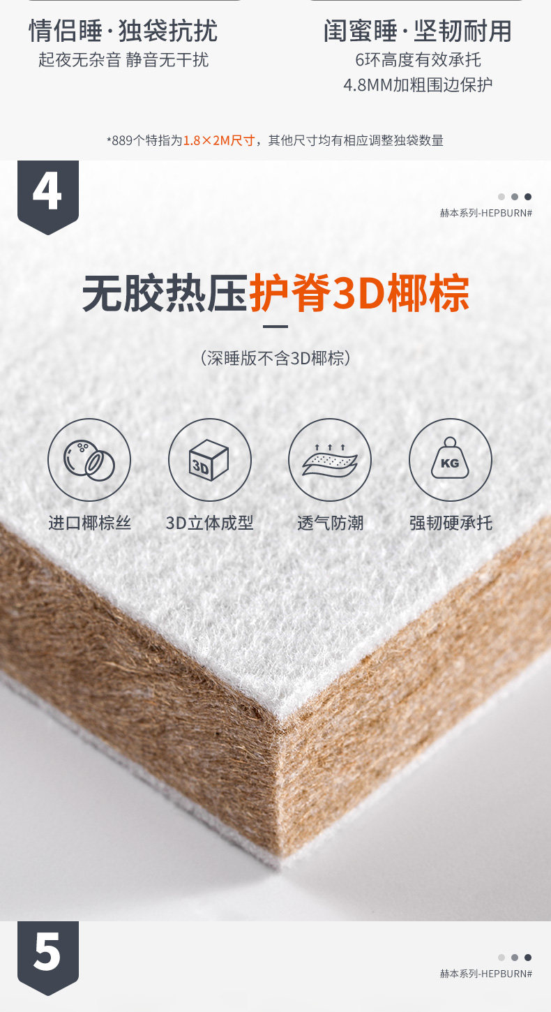 喜临门 赫本 进口乳胶床垫 1.8*2m 图12