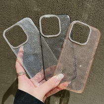 Suitable for Apple 15 mobile phone case iPhone14Pro new anti-fall 13 protective case 14 high-end glitter womens plus lens heightened protection simple mens shell max Internet celebrity 1