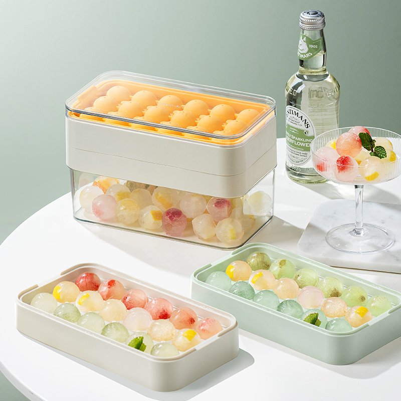 Uqin Ice Cubes Molds Ice Gel Silicone Food Grade Home Storage Ice Ice-making Box Large Capacity Seals Round Ball God