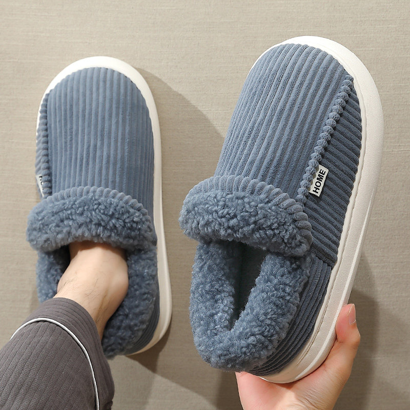 Bag Heel Cotton Slippers Men Winter 2023 New Indoor Home Use Non-slip Plus Suede Warm Slippers Men 2519-Taobao