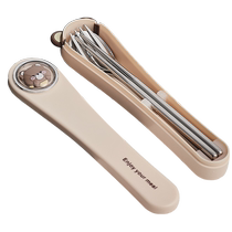 304 stainless steel chopsticks and spoon set special take-out storage box for children and primary school students portable three-piece tableware set 1925