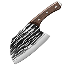 Longquan kitchen knife household forged meat slicing knife round head bone chopping knife fish killing knife kitchen bone chopping knife 1789