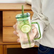 Cup household drinking cup glass cup female good-looking juice drink cup office high temperature straw cup 2288