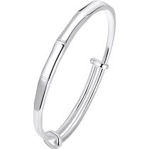Chinese Jewelry Bamboo Silver Bracelet Womens S999 Pure Silver Solid Silver Bracelet Birthday Gift for Mom 937C1