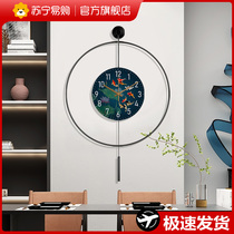 New Chinese style Internet celebrity clock wall clock living room creative simple modern atmospheric clock sense dining table wall hanging 2129