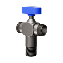 All-copper ball valve double water outlet large flow fully open one in two out three-way angle valve switch one-to-two water stop valve 1763