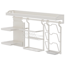 Kitchen multi-functional storage rack without punching condiment jars wall-mounted food preparation storage pot lid knife rack 1835