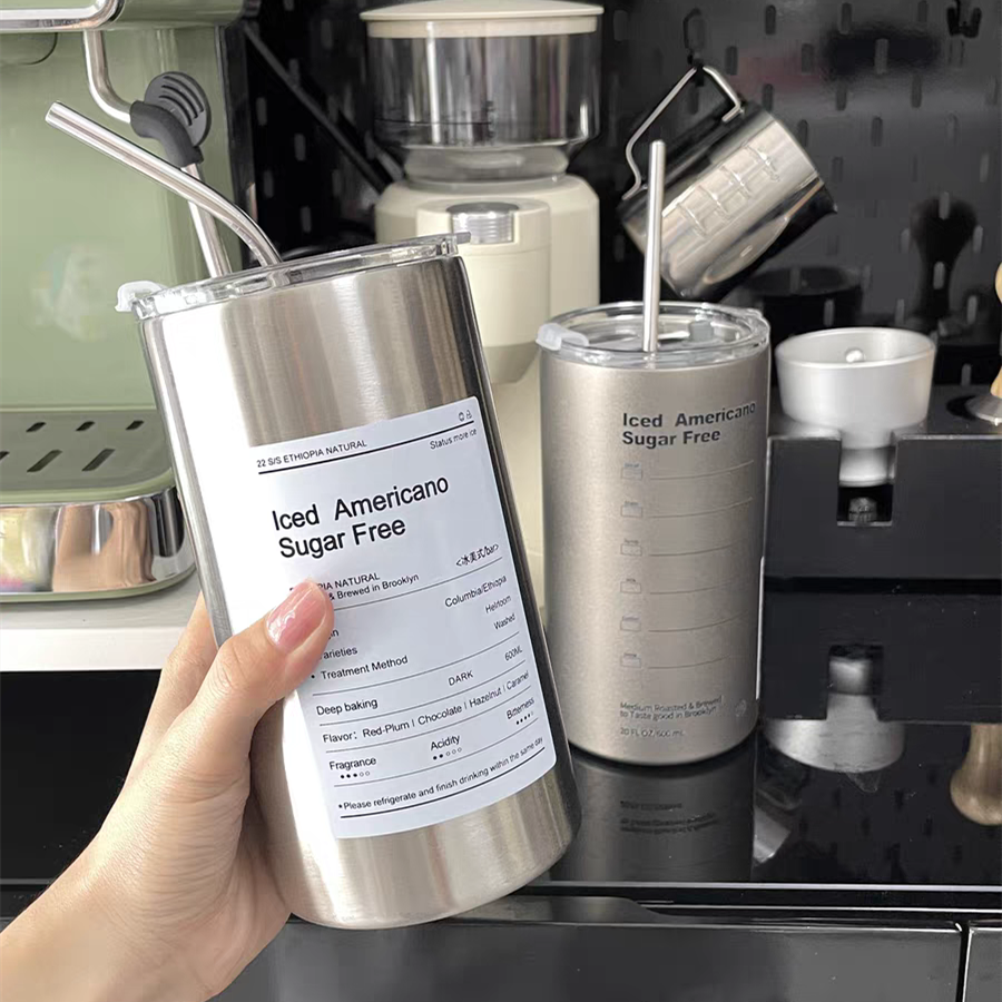 Stainless steel coffee cup insulated cup outside with large capacity portable accompanying cup female high face value student water glass 2288-Taobao