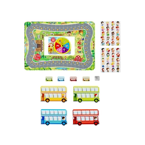 Childrens Math Animal Bus Stop Board Game Toy 3-6 Years Old Bus Educational Baby Turntable Game 3750