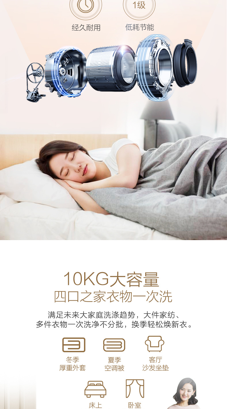 海尔 变频 一级能效 全自动滚筒洗衣机 10公斤 图12