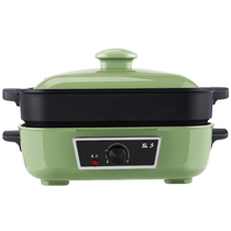 Multifunctional cooking pot detachable electric barbecue pot green - standard configuration (deep pot frying pan steam grid)