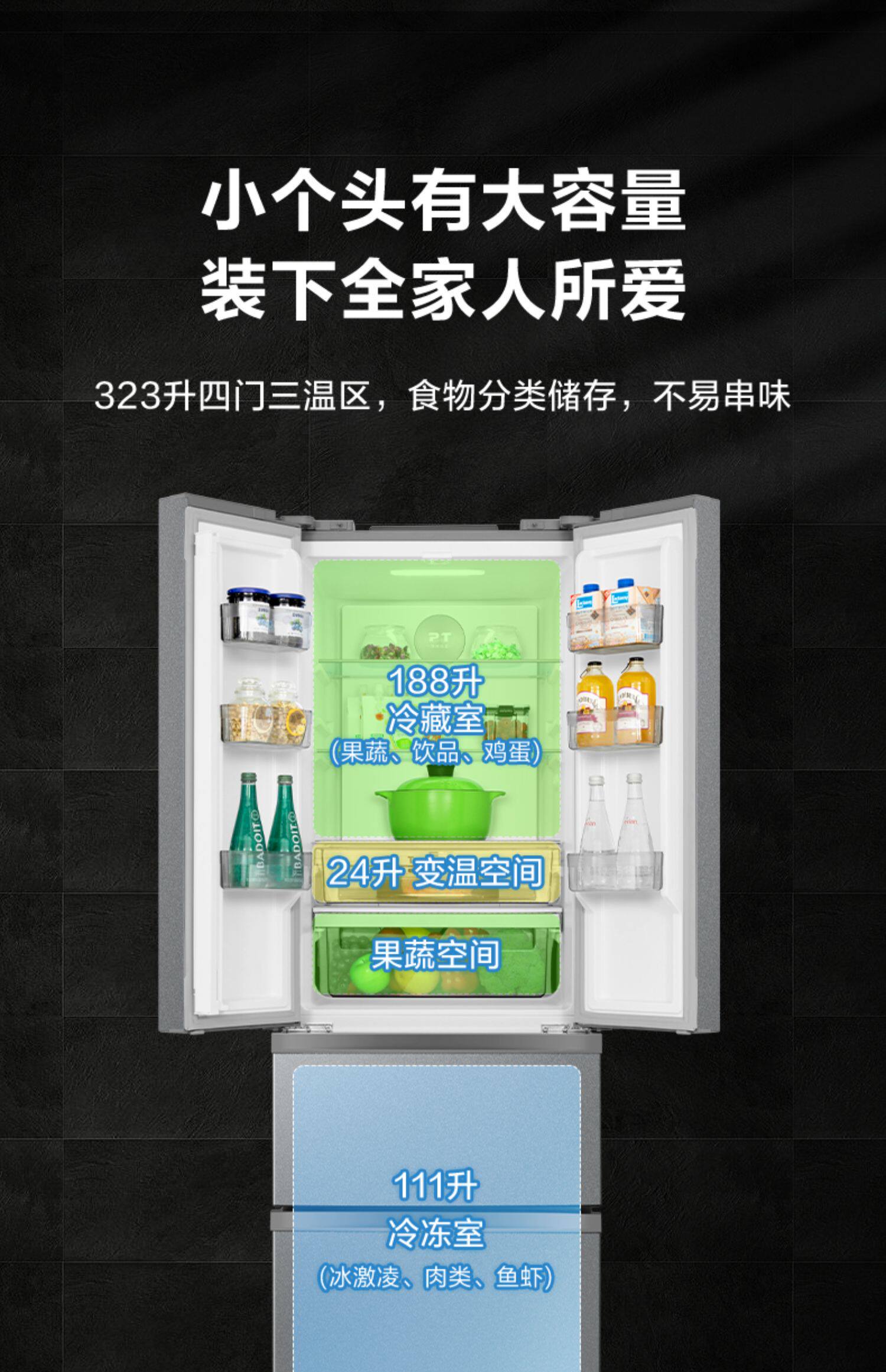 Лед мыть комплект 【冰洗套装】323l多门大容量电冰箱10kg滚筒洗烘一体洗衣机美的86 Midea