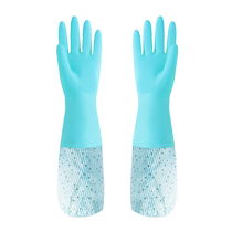 Plush gloves for dishwashing and housework in winter for women thickened warm and waterproof Dingqing laundry durable rubber gloves Huanghe 1117