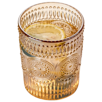 High-looking sunflower water cup embossed retro cup household drinking cup transparent juice drink glass 2407