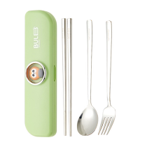 Cute stainless steel portable tableware for one person student chopsticks fork spoon food grade 304 three-piece set 2018