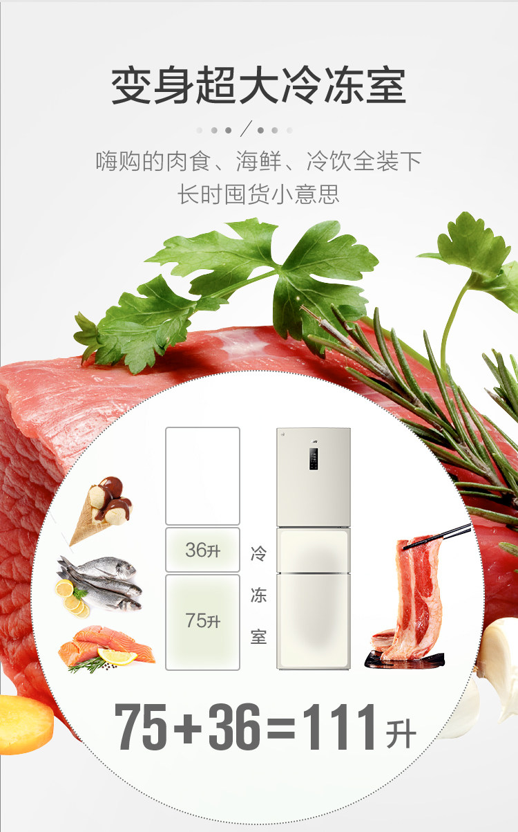 苏宁极物小Biu 三开门变频智能风冷冰箱 226L 一级能效 图7