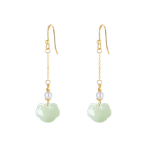 Natural Hetian Jade Ruyi Lock Earrings Pure Silver Jade Earrings for Women New Chinese Style Chinese Valentines Day Gift for Girlfriend 2521
