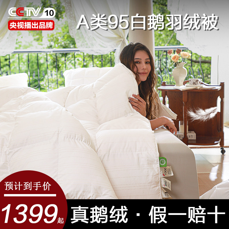 Quilt duvet quilted by 95 white goose down by spring autumn quilt core thickened warm antibacterial duck suede by white suede blowing snow 1816-Taobao