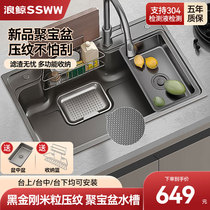 SSWW kitchen sink large single-slot cornucopia stainless steel Japanese multi-functional vegetable basin 3553