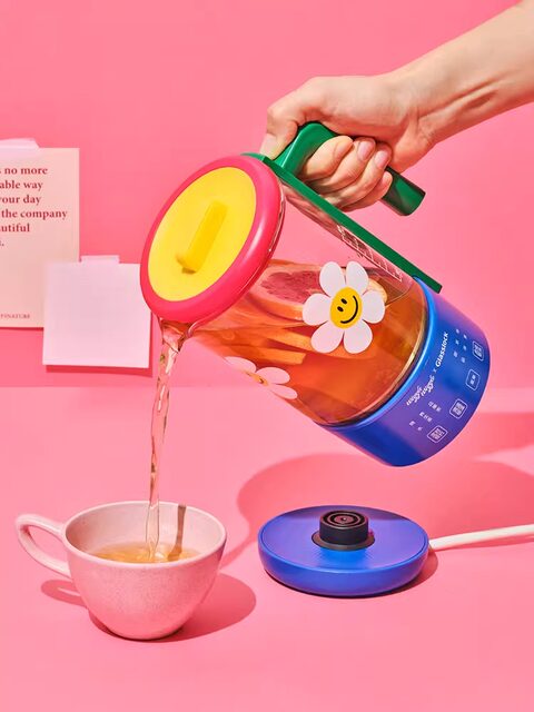 Glasslock&Wiggle Co-Branded Ip Model Office Mini Health Pot for Brewing Tea and Boiling Water, Health Cup 3906