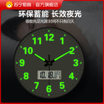 Suning.com luminous radio clock automatic time hanging wall clock clock wall clock living room clock hanging watch 2129