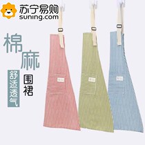2023 new style apron for womens home kitchen work clothes Internet celebrity cotton and linen cooking apron thin and breathable 824