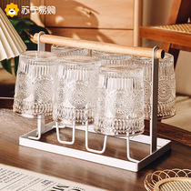 Phnom Penh embossed glass-cup suit Home water glass Living room Waiting Tea Cup Sun Flowers Family Drink Water Cup 947g