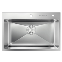 Higold 327 thickened kitchen 304 stainless steel handmade sink single-slot household under-counter basin washbasin dishwashing sink