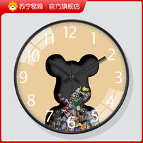 Suning.com Violent Bear Living Room Wall Clock Creative Clock Modern Fashion Light Luxury Decoration Wall Clock 2129