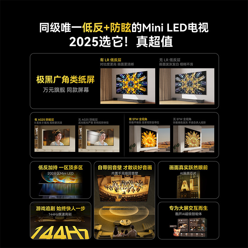 Skyworth Black Knight 75A5F+ 75inch Mini Led Ultra Black Paper-Like Screen Tv 50