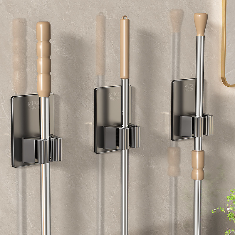 Mop Hook Free to punch toilet containing deity Stick Hook Sweep remove the hanging rack Mighty Viscose wall-mounted mop 1822-Taobao