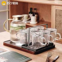 Japanese-style glass household high temperature resistant water cup set living room hospitality tea cup family drinking cup 947g