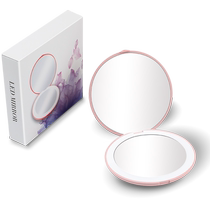 Double-sided small mirror female portable led makeup mirror portable folding handheld with light fill-in ins style beauty mirror 1789