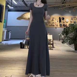 French Style 2025 Summer High-End Dress, Feminine Slim-Fit A-Line Skirt with a Large Hem, Elegant Waist-Cinching Slimming Long Dress