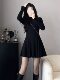 French-Style Hepburn-Inspired Black Knit Dress for Women, Autumn and Winter, Petite Slim-Fit A-Line Dress with a High-End Feel, Base Dress