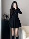 French-Style Hepburn-Inspired Black Knit Dress for Women, Autumn and Winter, Petite Slim-Fit A-Line Dress with a High-End Feel, Base Dress