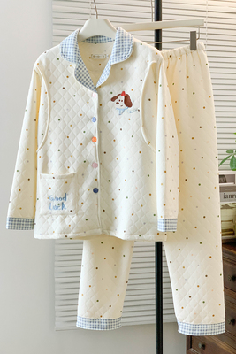 Autumn and Winter Thickened Air Cotton Maternity Pajamas, Spring and Autumn Style Pure Cotton Postpartum Maternity Sleepwear for Breastfeeding, Suitable — 8